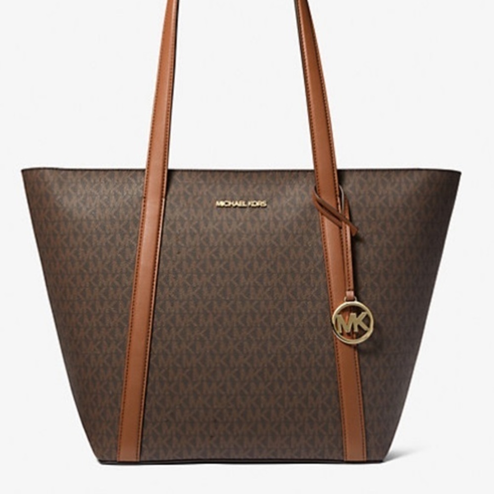 Michael Kors Pratt Large Signature
Logo Tote Shoulder Bag Brown